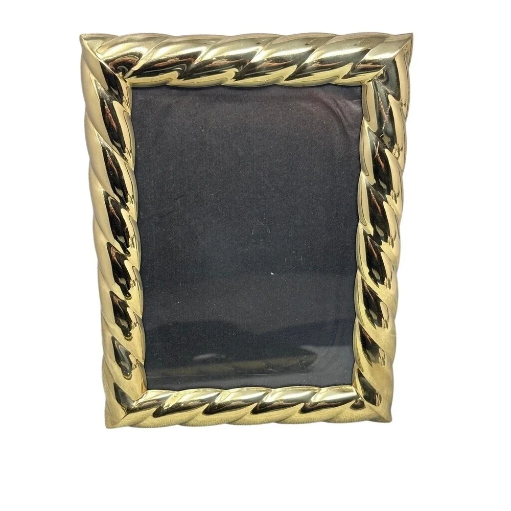 Vtg‎ Gold Twisted Rope Metal Picture Frame 5x7 Hollywood Regency Decor Set of 2